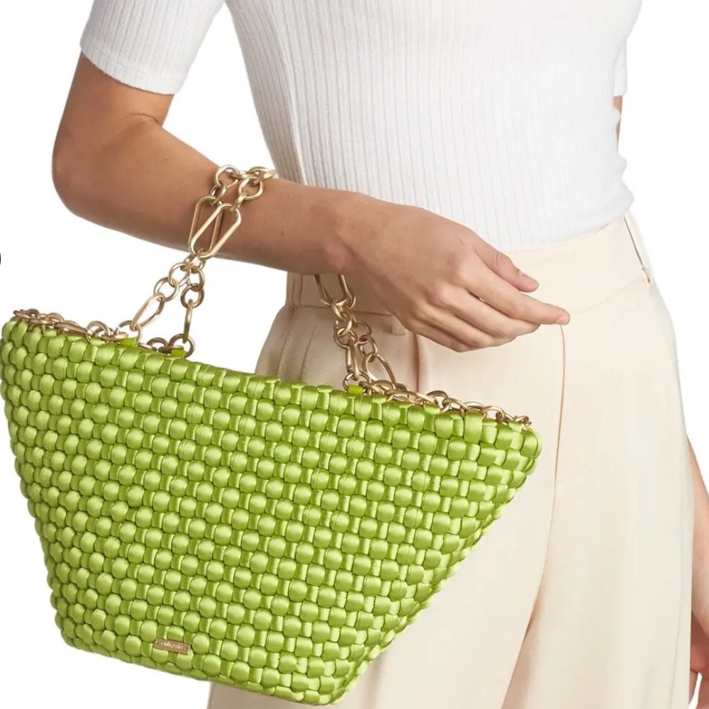Cult Gaia Naima Woven Shoulder Bag with Chain Strap